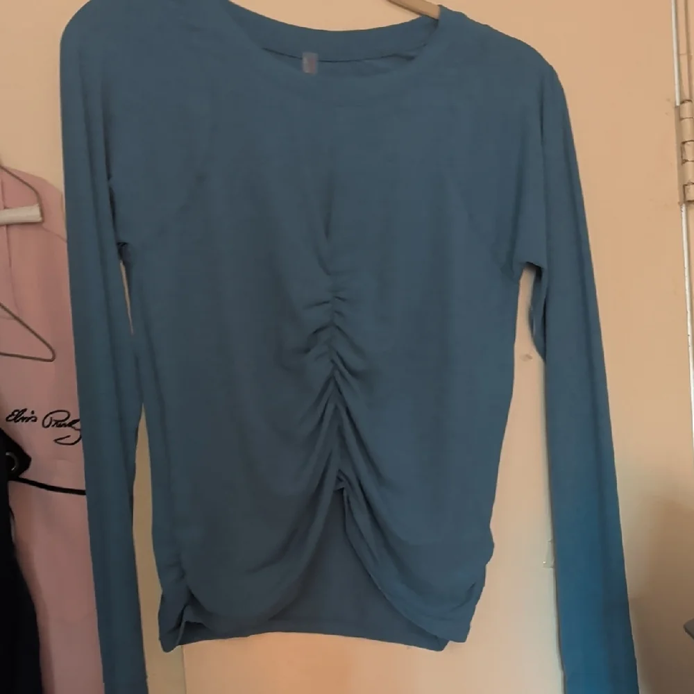 FP Movement by Free People Long-Sleeve Ruched Back Top - Teal Blue - Picture 5 of 5
